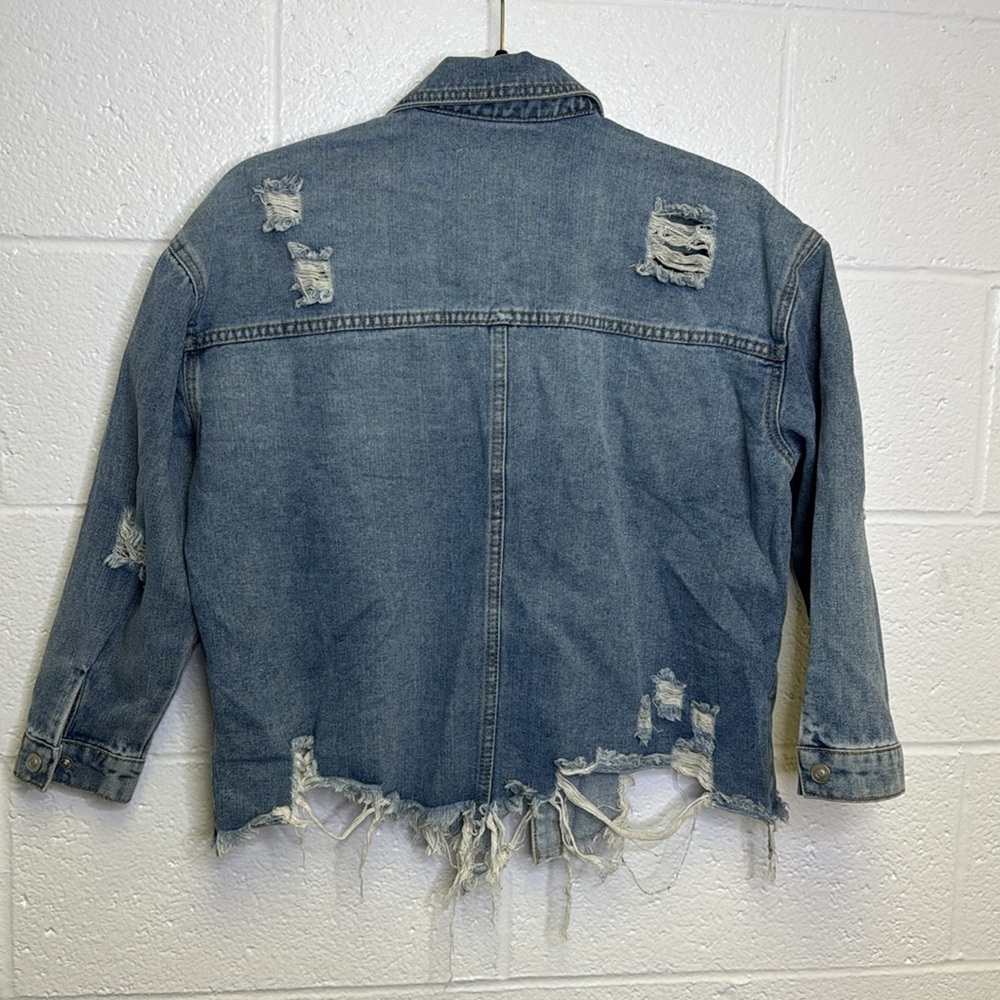 GB Girls Light Blue Distressed Denim Jacket - Picture 7 of 7